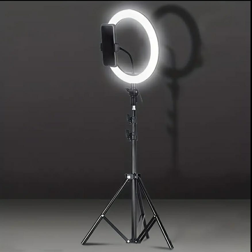 10.0-Inch Round LED Ring Light Set with Adjustable Desktop Tripod