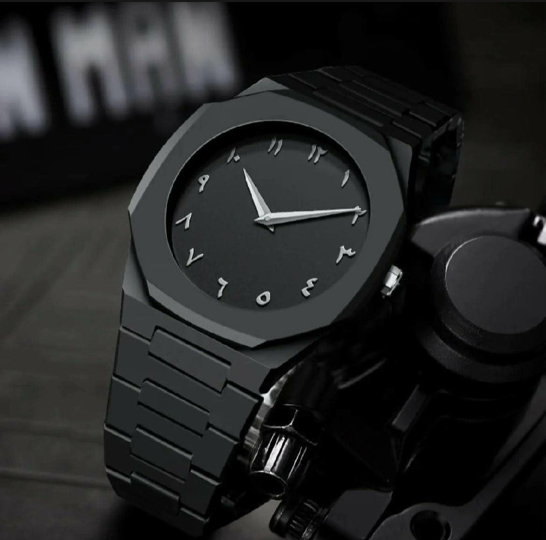 Black Arabic Aura Watch For Men's